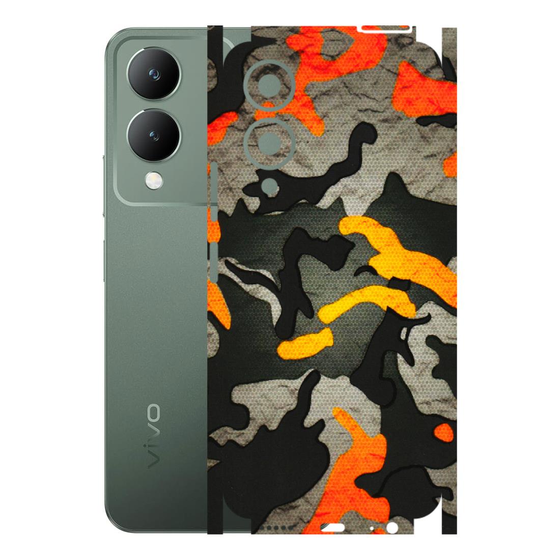 VIVO Y Series Phone Skins (All Models) - Orange Camouflage - 3D Embossed Finish (L-204) Vivo Y17S