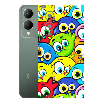 VIVO Y Series Phone Skins (All Models) - Cute Fluffy Birds - 3D Embossed Finish (L-213) Vivo Y17S