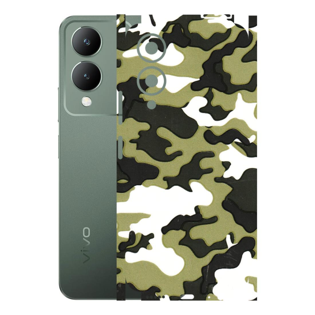 VIVO Y Series Phone Skins (All Models) - Camouflages White And Green - 3D Embossed Finish (L-243) Vivo Y17S