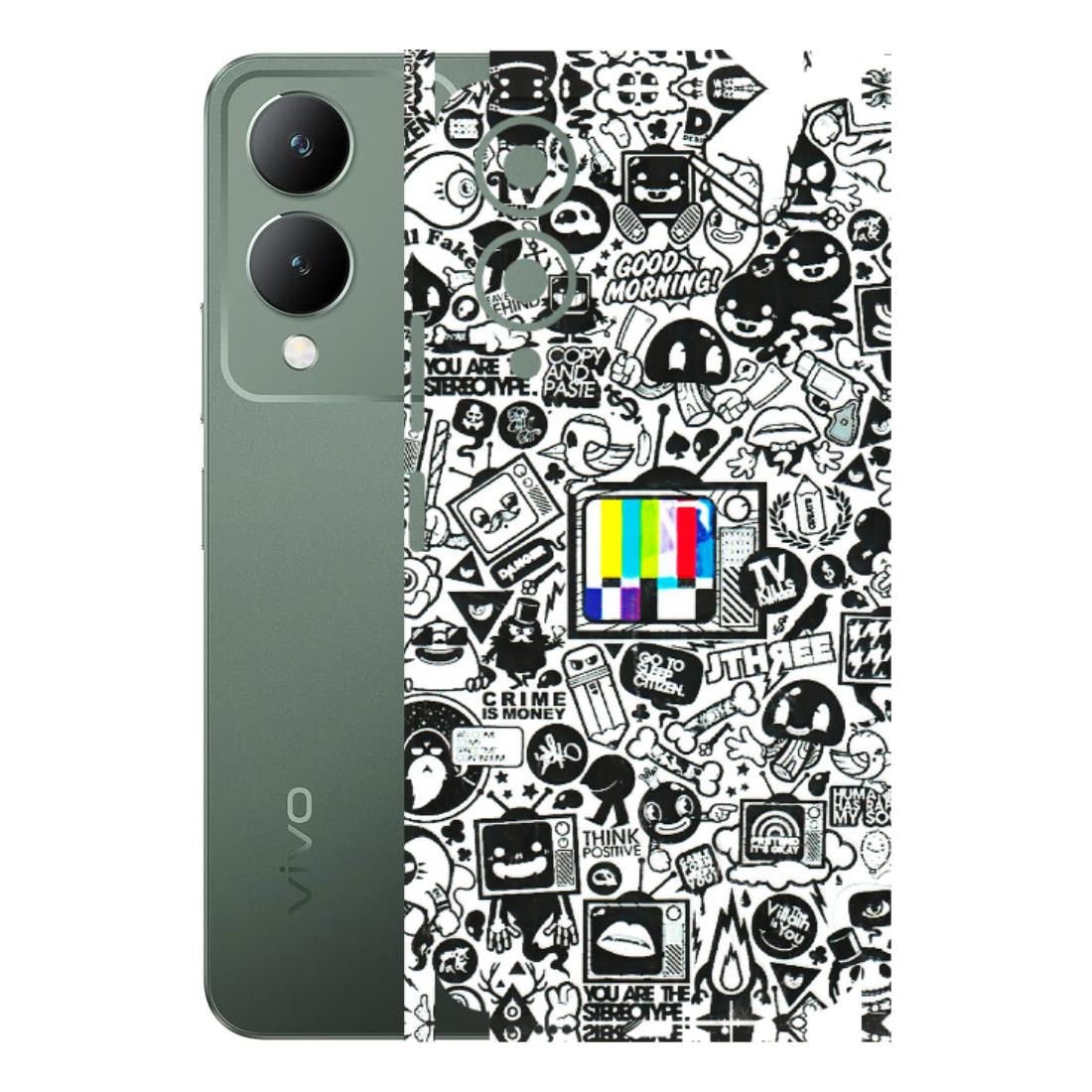 VIVO Y Series Phone Skins (All Models) - Doodles Positive Art - 3D Embossed Finish (L-263) Vivo Y17S
