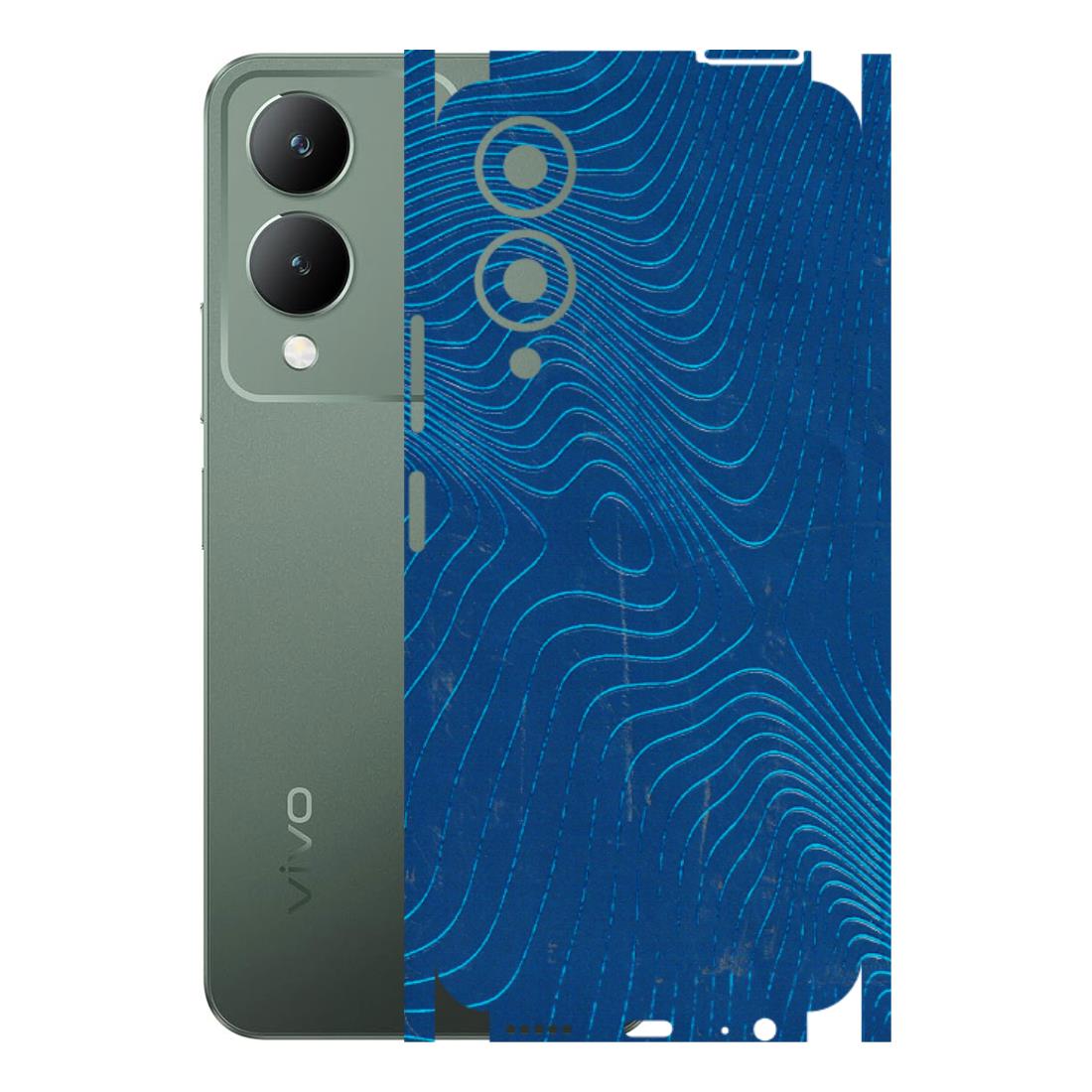 VIVO Y Series Phone Skins (All Models) - Abstract Blue Line Map - 3D Embossed Finish (L-272) Vivo Y17S