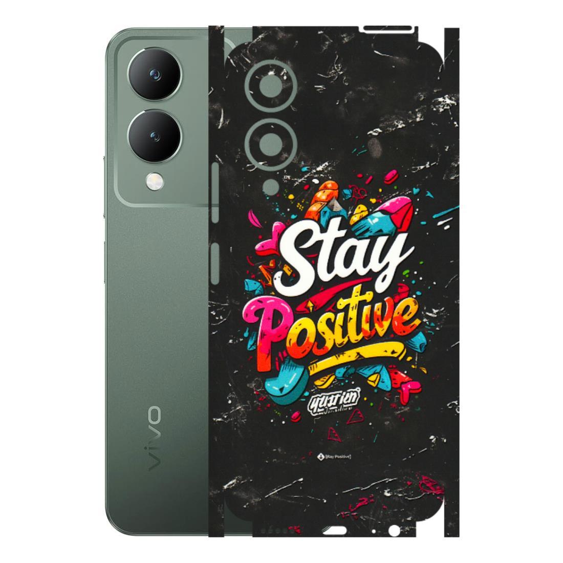 VIVO Y Series Phone Skins (All Models) - Stay Positive Black - 3D Embossed Finish (L-31) Vivo Y17S