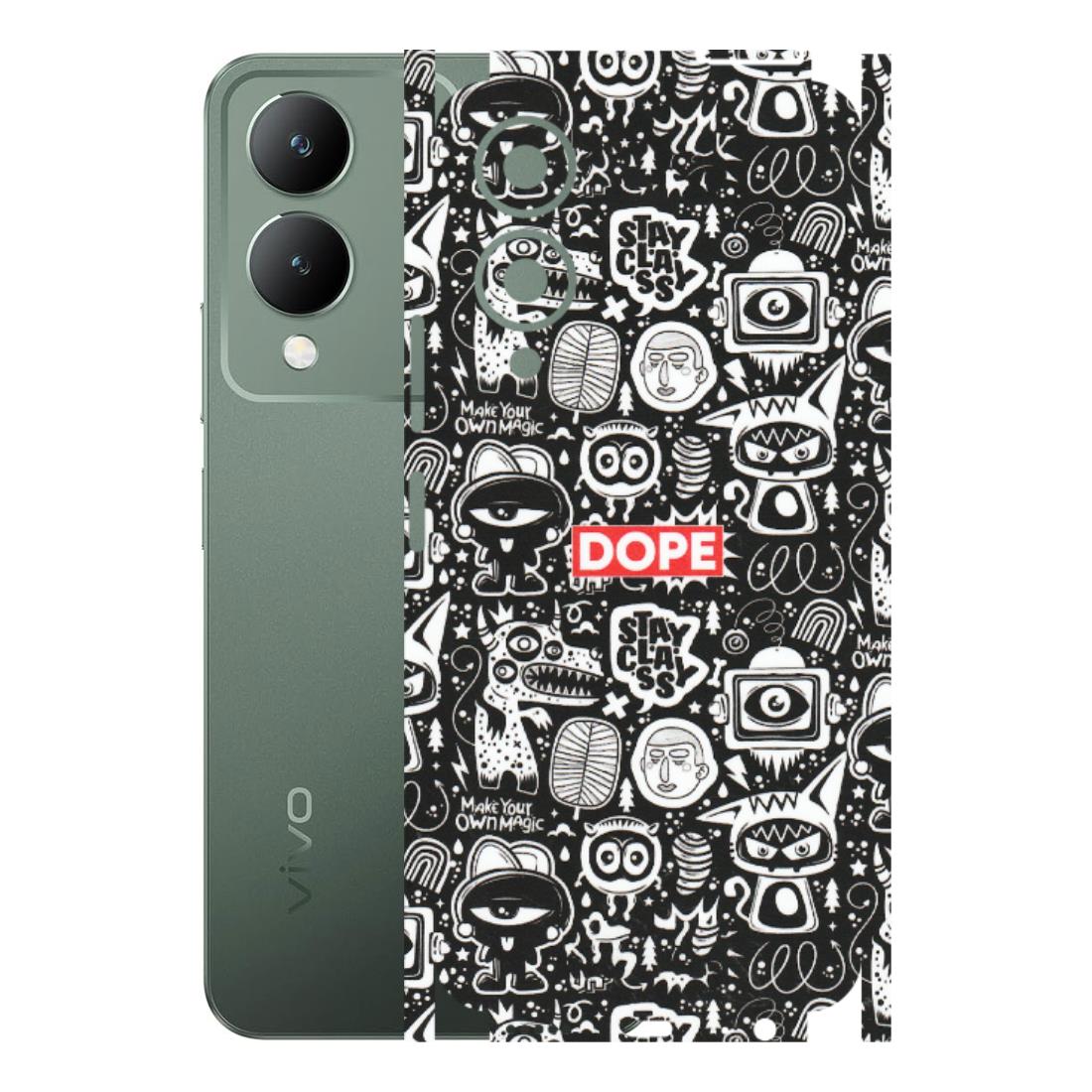 VIVO Y Series Phone Skins (All Models) - Dope Stay Classy Black Doodles - Matte Finish (M-126) Vivo Y17S