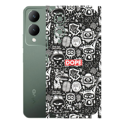 VIVO Y Series Phone Skins (All Models) - Dope Stay Classy Black Doodles - Matte Finish (M-126) Vivo Y17S