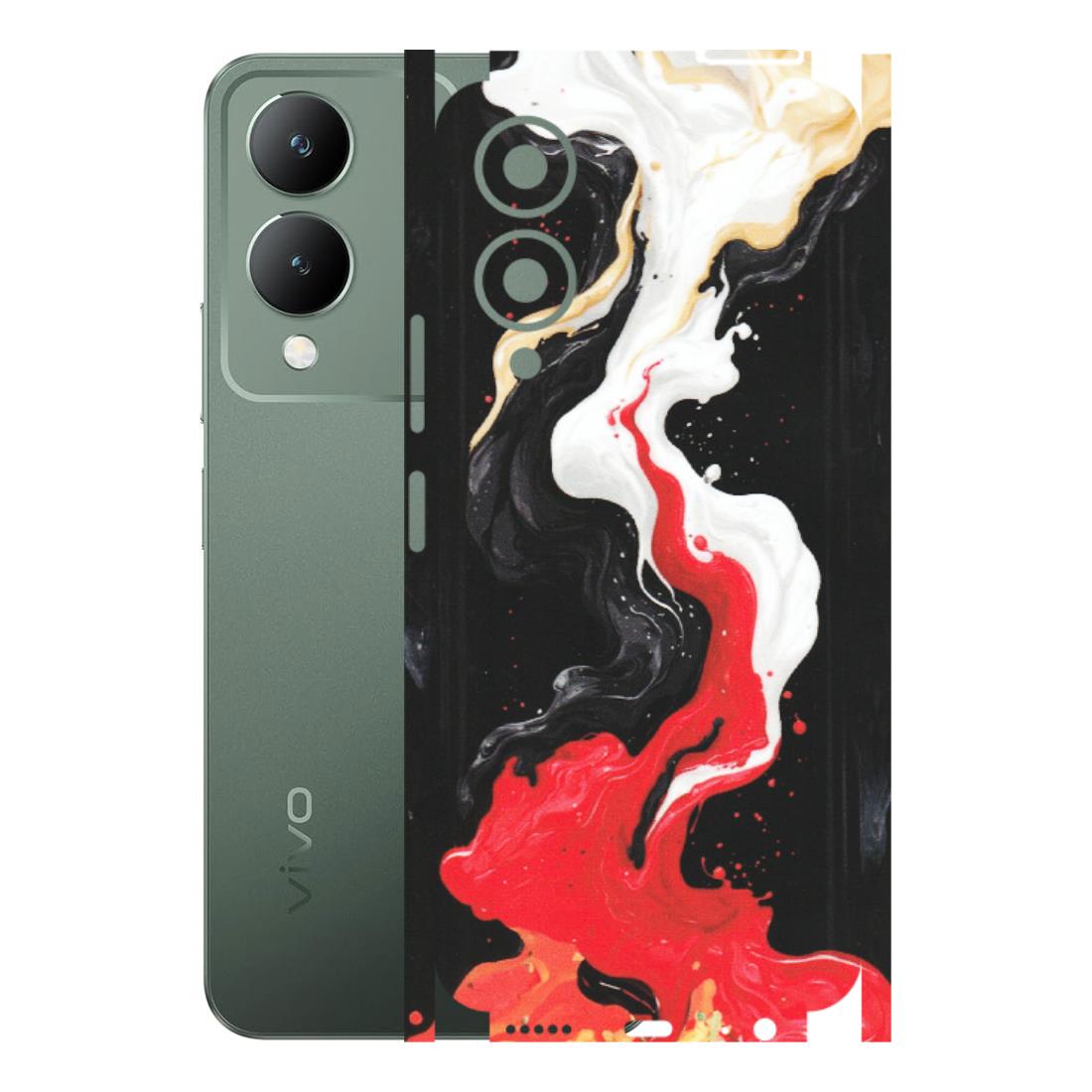 VIVO Y Series Phone Skins (All Models) - Black Red White Paint Splash Fusion - Matte Finish (M-56) Vivo Y17S