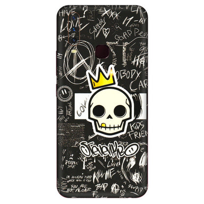 VIVO Y Series Phone Skins (All Models) - Funny Skull Black Chalk Grafitti - 3D Embossed Finish (L-22) Vivo Y17