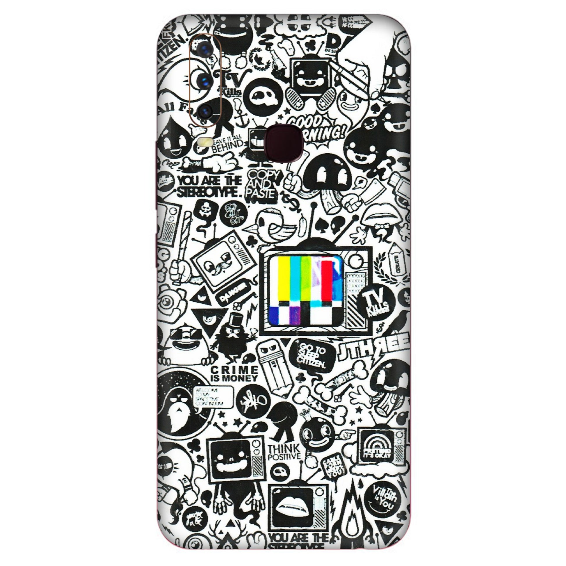 VIVO Y Series Phone Skins (All Models) - Doodles Positive Art - 3D Embossed Finish (L-263) Vivo Y17