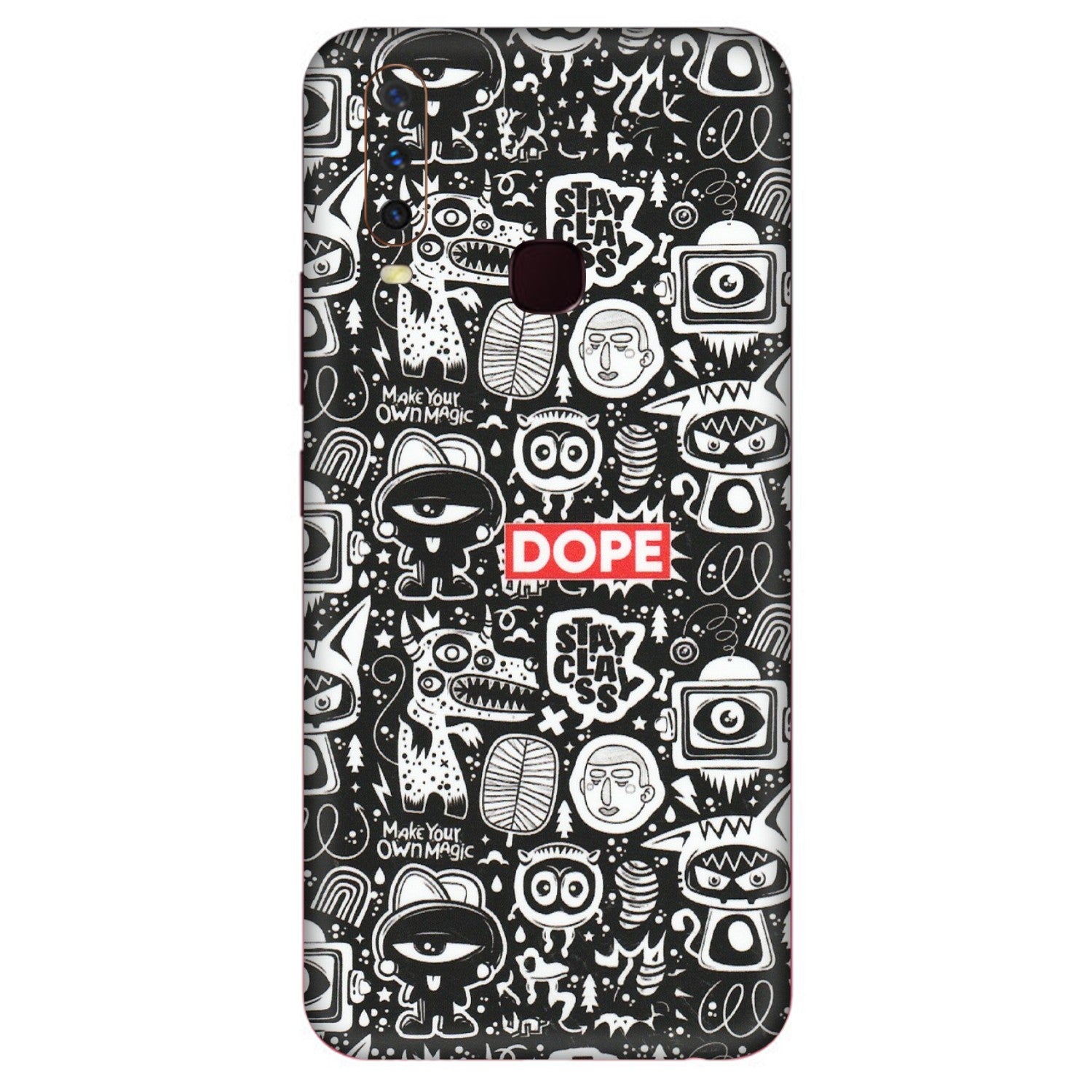 VIVO Y Series Phone Skins (All Models) - Dope Stay Classy Black Doodles - Matte Finish (M-126) Vivo Y17