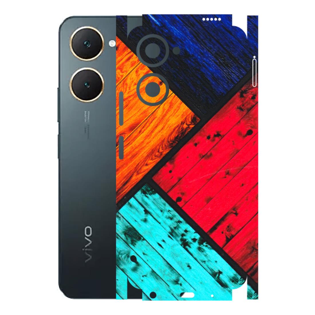 VIVO Y Series Phone Skins (All Models) - Colourful Wood Panels Abstract - 3D Embossed Finish (L-09) Vivo Y18