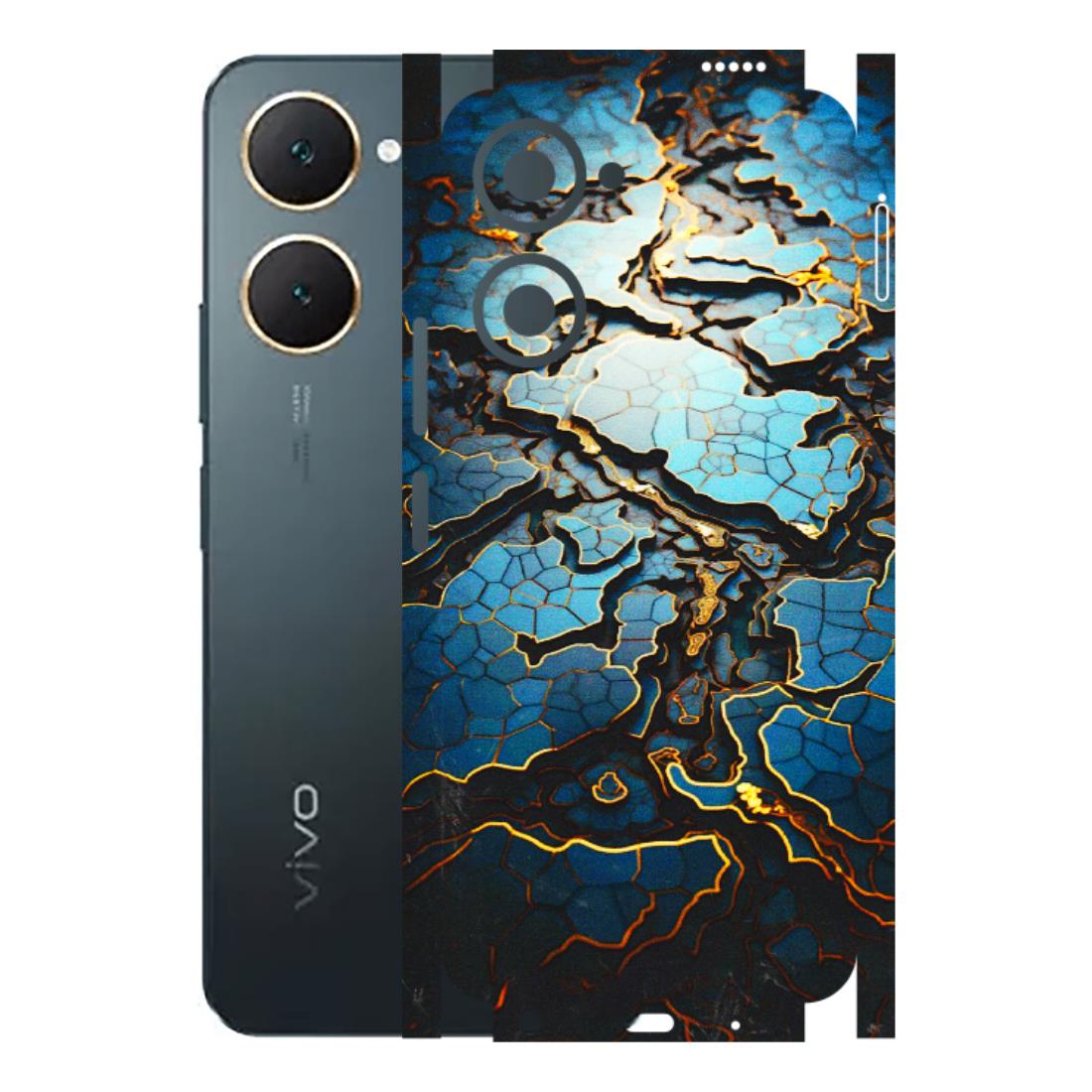 VIVO Y Series Phone Skins (All Models) - Blue Gold Abstract - 3D Embossed Finish (L-11) Vivo Y18
