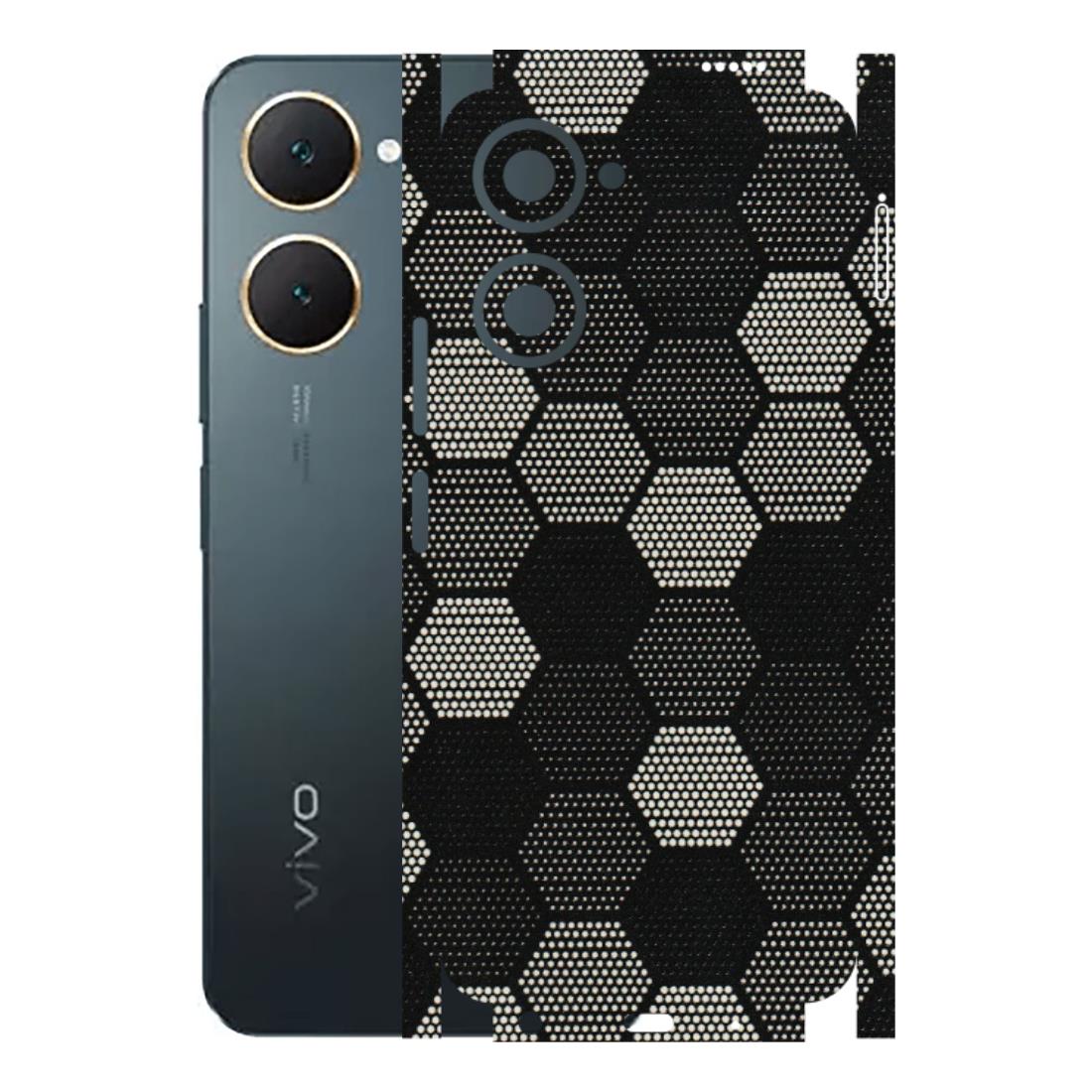 VIVO Y Series Phone Skins (All Models) - Black & White Dotted Honeycomb Texture - 3D Embossed Finish (L-202) Vivo Y18
