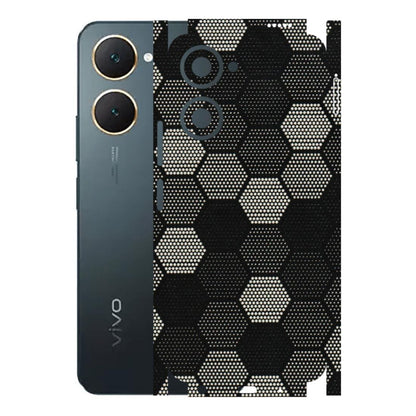VIVO Y Series Phone Skins (All Models) - Black & White Dotted Honeycomb Texture - 3D Embossed Finish (L-202) Vivo Y18