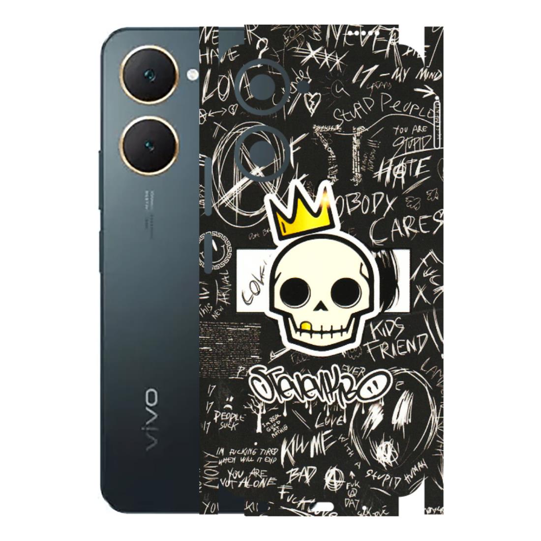 VIVO Y Series Phone Skins (All Models) - Funny Skull Black Chalk Grafitti - 3D Embossed Finish (L-22) Vivo Y18