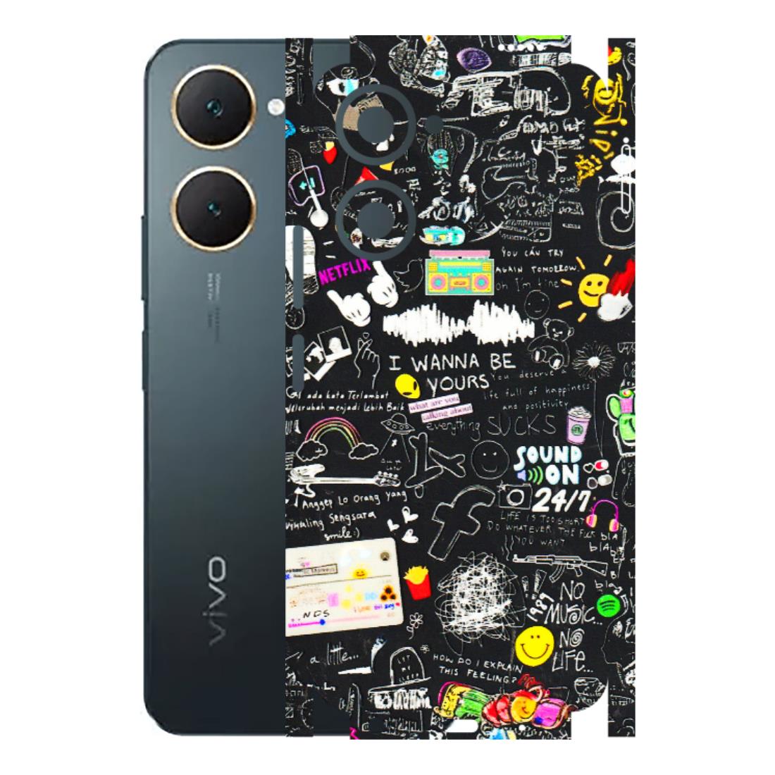 VIVO Y Series Phone Skins (All Models) - Black Creatives Doodles - 3D Embossed Finish (L-311) Vivo Y18