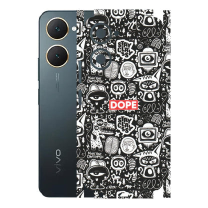VIVO Y Series Phone Skins (All Models) - Dope Stay Classy Black Doodles - Matte Finish (M-126) Vivo Y18