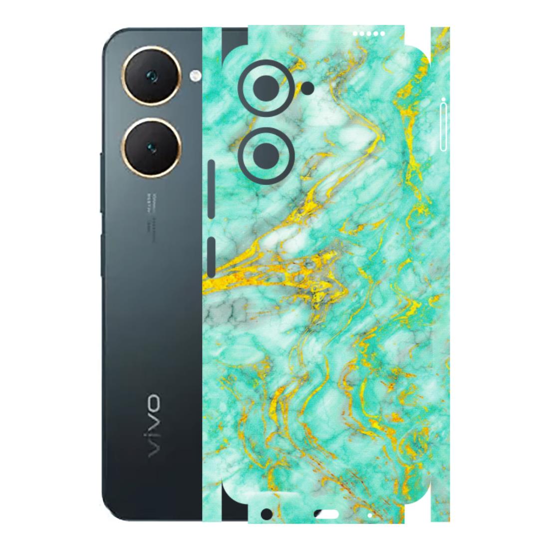 VIVO Y Series Phone Skins (All Models) - Green And Gold Marble Feel - Matte Finish (M-16) Vivo Y18
