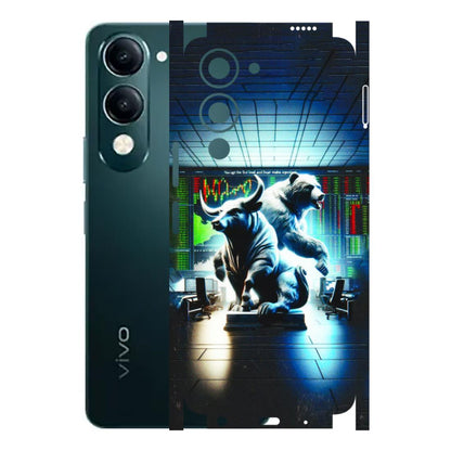 VIVO Y Series Phone Skins (All Models) - Stock Market Sensex Bear vs Bulls - 3D Embossed Finish (L-15) Vivo Y19E