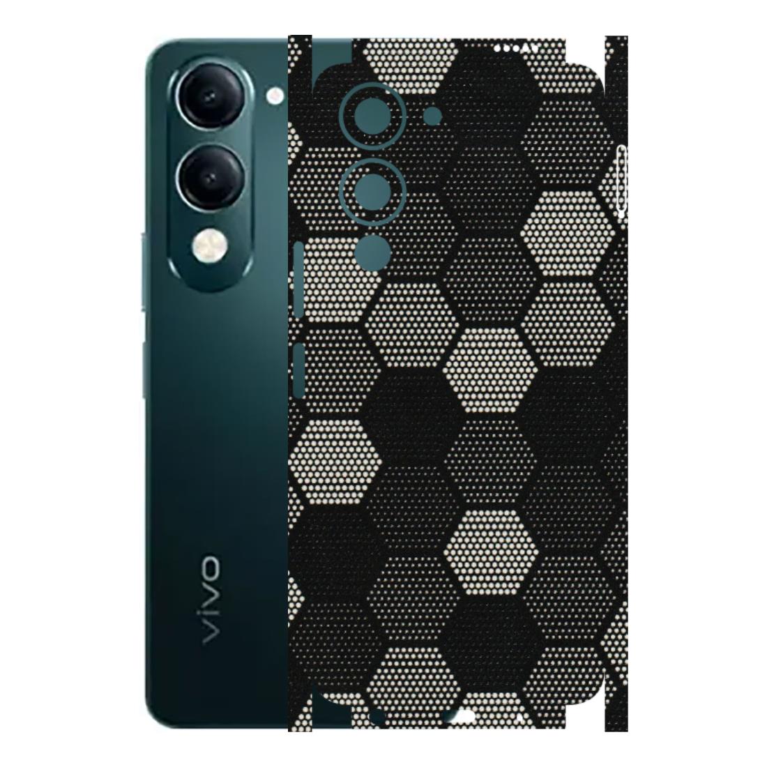 VIVO Y Series Phone Skins (All Models) - Black & White Dotted Honeycomb Texture - 3D Embossed Finish (L-202) Vivo Y19E