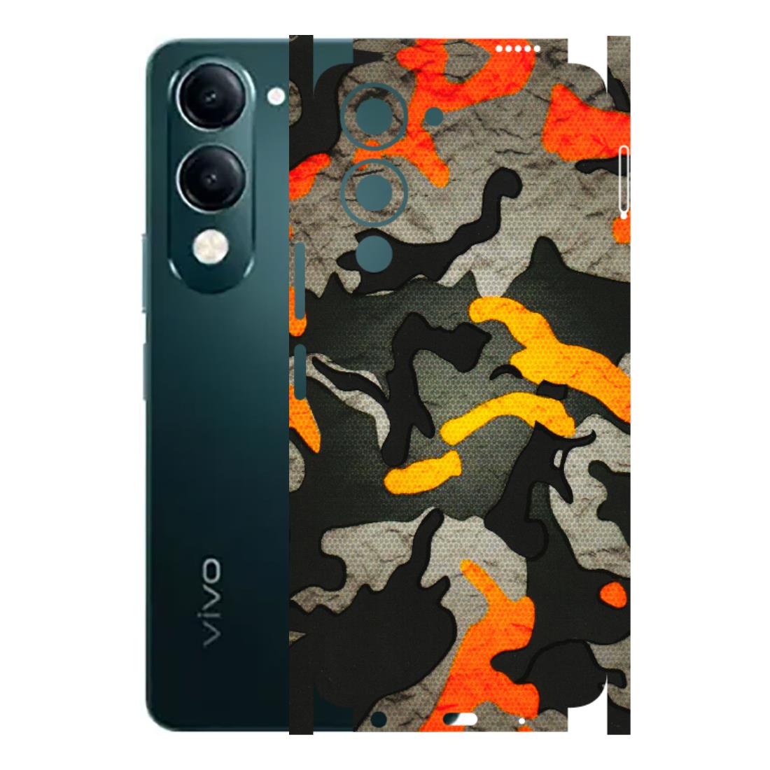 VIVO Y Series Phone Skins (All Models) - Orange Camouflage - 3D Embossed Finish (L-204) Vivo Y19E