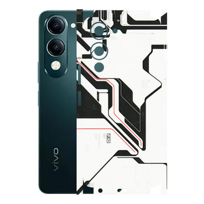 VIVO Y Series Phone Skins (All Models) - White Techy Logo - 3D Embossed Finish (L-312) Vivo Y19E