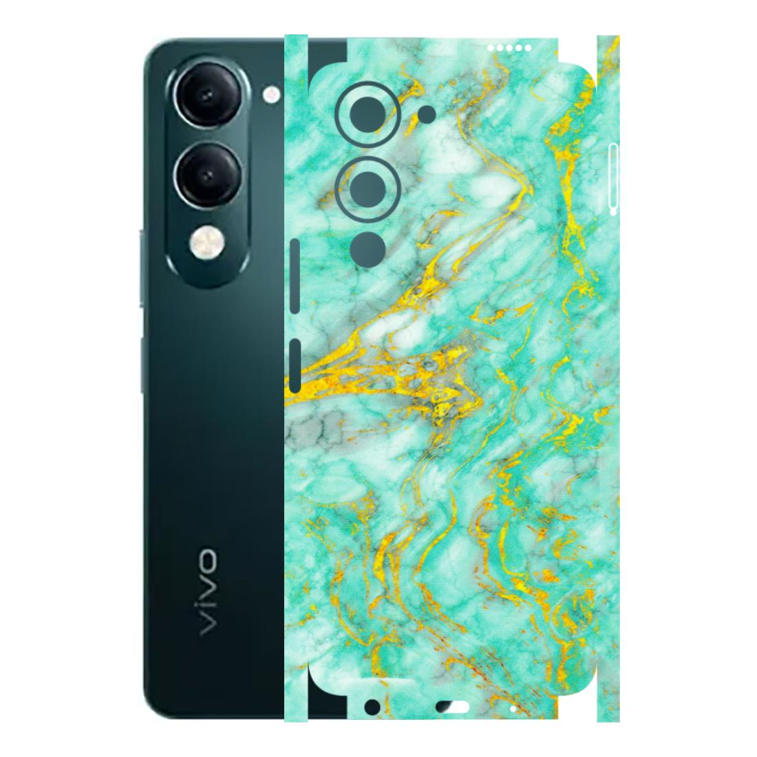 VIVO Y Series Phone Skins (All Models) - Green And Gold Marble Feel - Matte Finish (M-16) Vivo Y19E