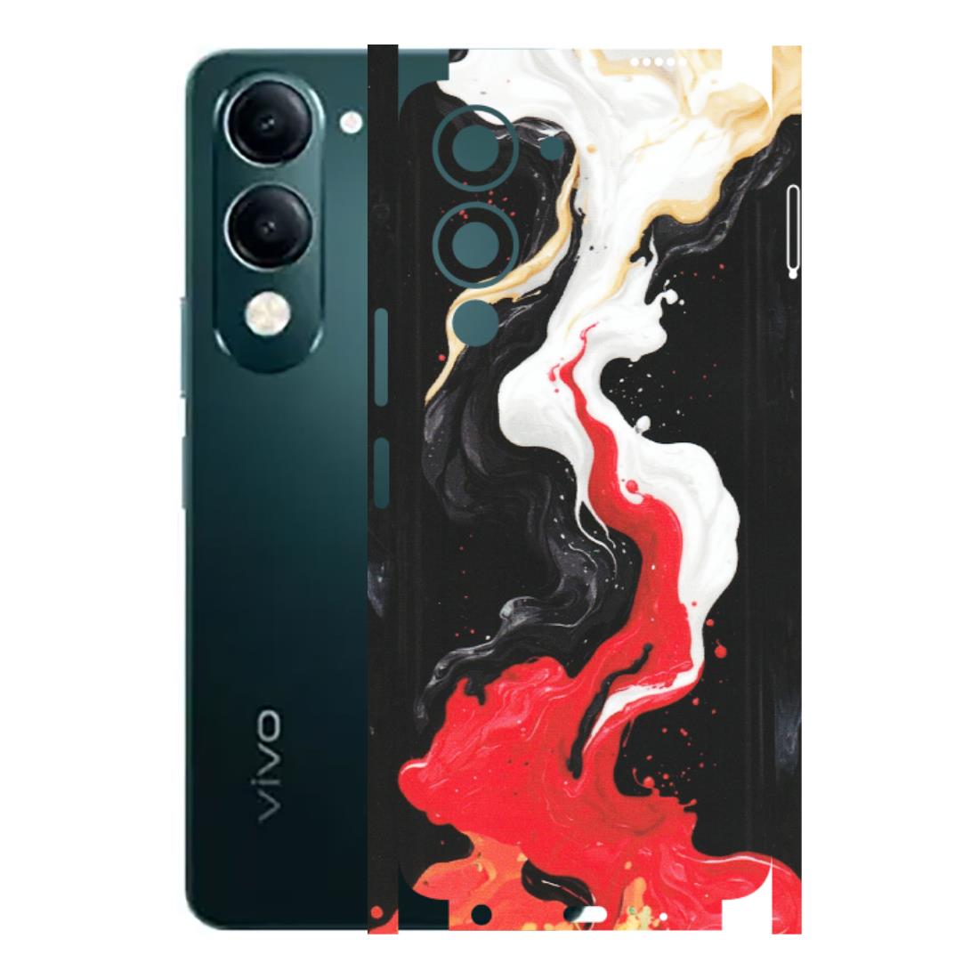 VIVO Y Series Phone Skins (All Models) - Black Red White Paint Splash Fusion - Matte Finish (M-56) Vivo Y19E