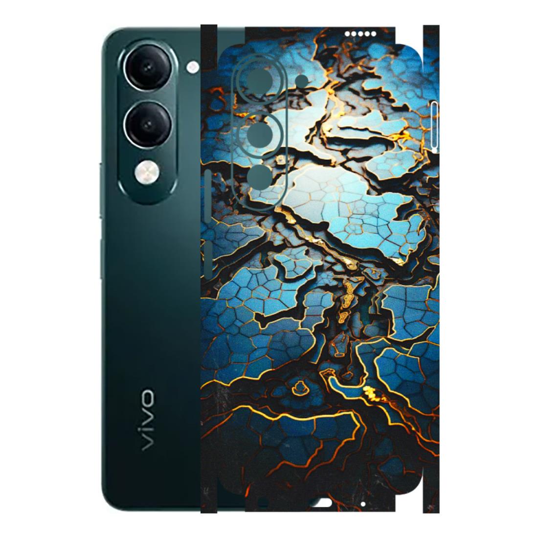 VIVO Y Series Phone Skins (All Models) - Blue Gold Abstract - 3D Embossed Finish (L-11) Vivo Y19 5G