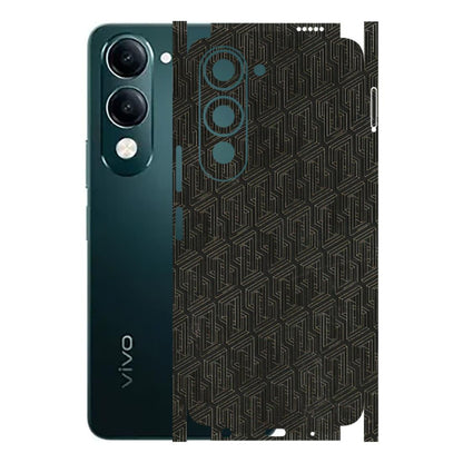 VIVO Y Series Phone Skins (All Models) - Black Abstract Pattern - 3D Embossed Finish (L-117) Vivo Y19 5G