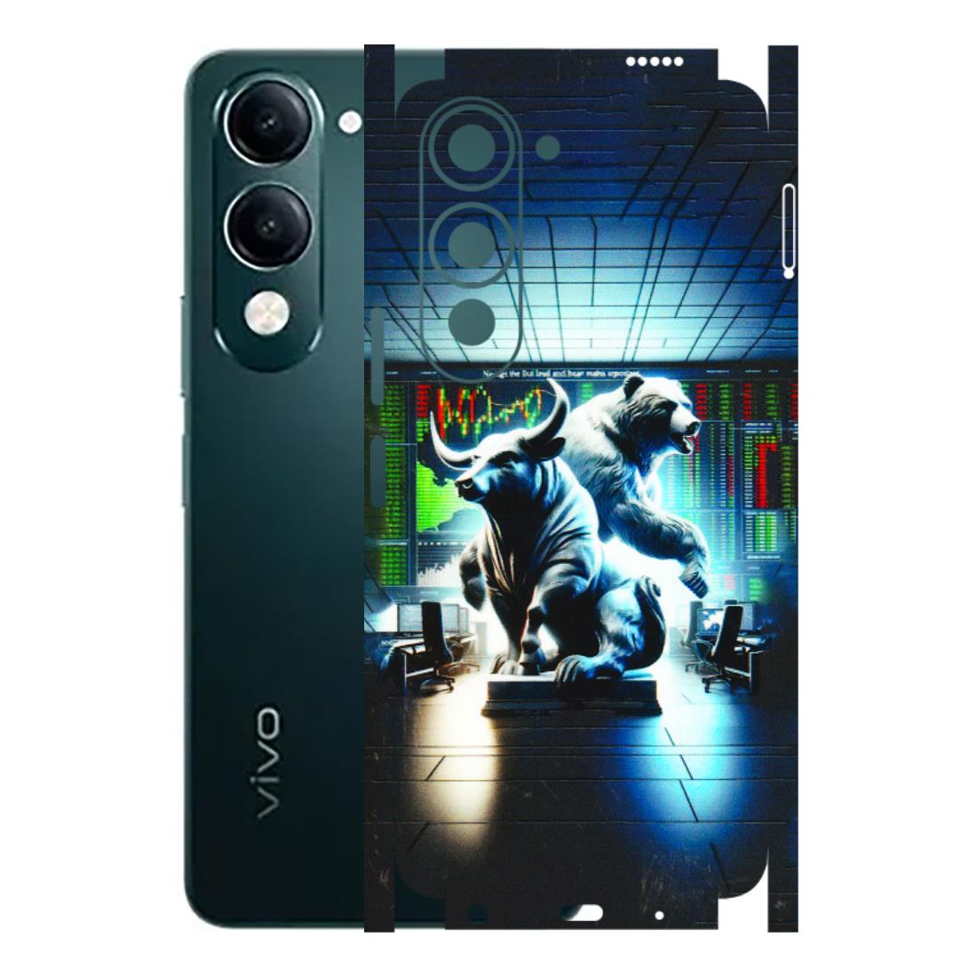VIVO Y Series Phone Skins (All Models) - Stock Market Sensex Bear vs Bulls - 3D Embossed Finish (L-15) Vivo Y19 5G