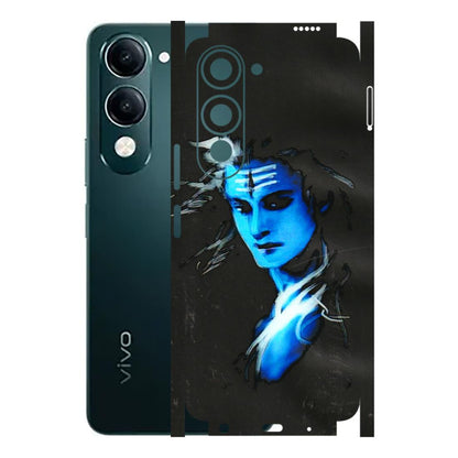 VIVO Y Series Phone Skins (All Models) - Har Har Mahadev Blue/Black - 3D Embossed Finish (L-185) Vivo Y19 5G