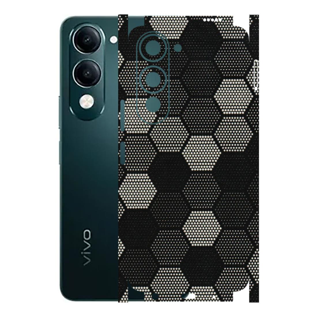 VIVO Y Series Phone Skins (All Models) - Black & White Dotted Honeycomb Texture - 3D Embossed Finish (L-202) Vivo Y19 5G