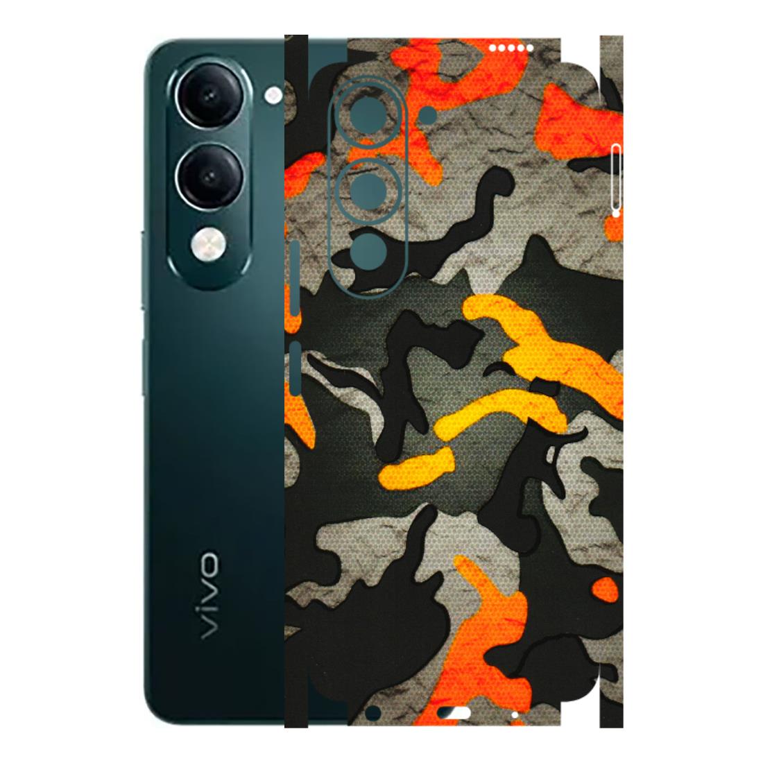 VIVO Y Series Phone Skins (All Models) - Orange Camouflage - 3D Embossed Finish (L-204) Vivo Y19 5G