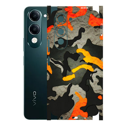 VIVO Y Series Phone Skins (All Models) - Orange Camouflage - 3D Embossed Finish (L-204) Vivo Y19 5G