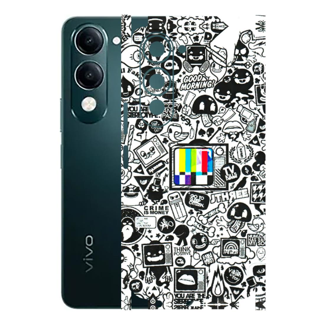 VIVO Y Series Phone Skins (All Models) - Doodles Positive Art - 3D Embossed Finish (L-263) Vivo Y19 5G
