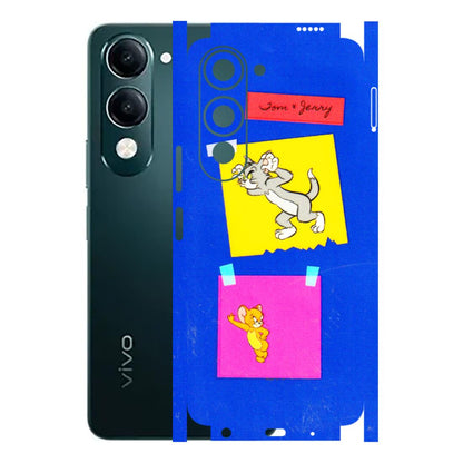 VIVO Y Series Phone Skins (All Models) - Tom N Jerry Sticky Notes - 3D Embossed Finish (L-88) Vivo Y19 5G
