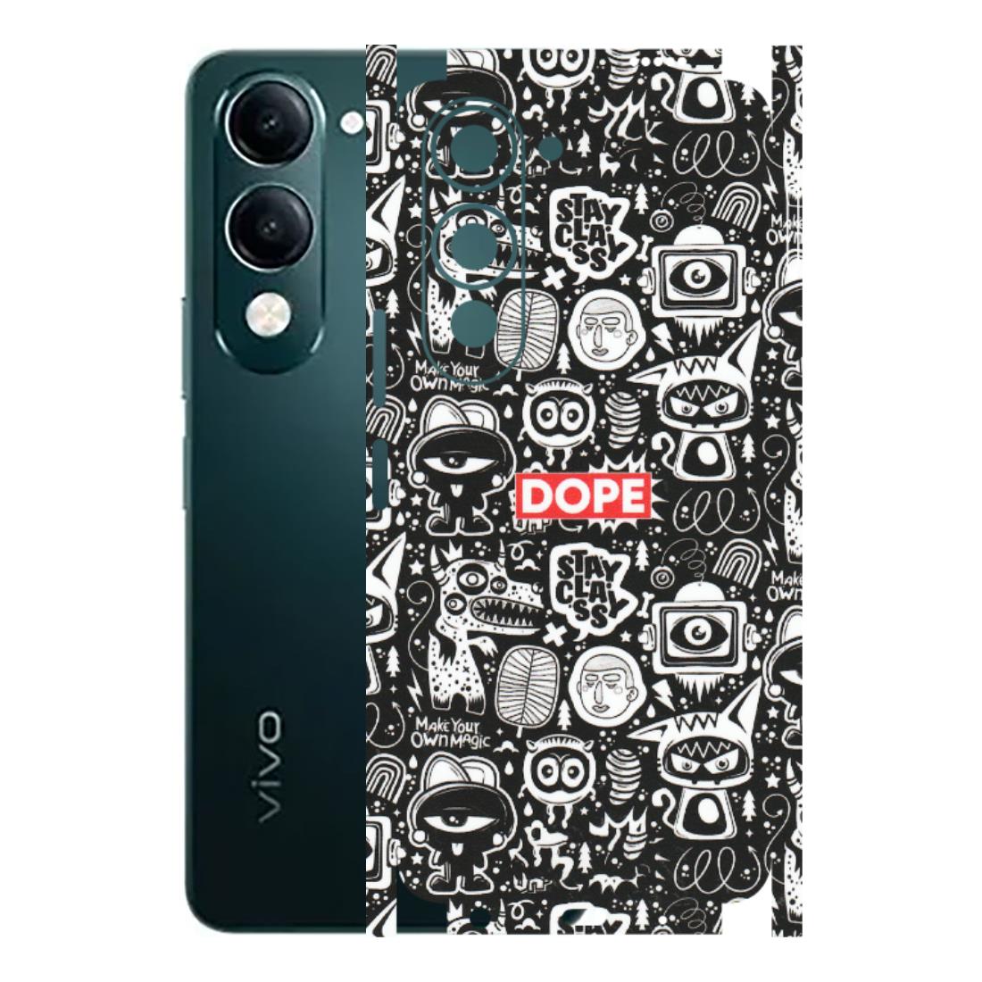 VIVO Y Series Phone Skins (All Models) - Dope Stay Classy Black Doodles - Matte Finish (M-126) Vivo Y19 5G