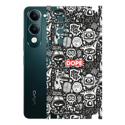 VIVO Y Series Phone Skins (All Models) - Dope Stay Classy Black Doodles - Matte Finish (M-126) Vivo Y19 5G