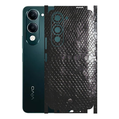 VIVO Y Series Phone Skins (All Models) - Black Snack Leather - Matte Finish (M-147) Vivo Y19 5G