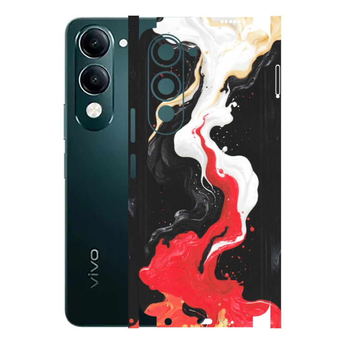 VIVO Y Series Phone Skins (All Models) - Black Red White Paint Splash Fusion - Matte Finish (M-56) Vivo Y19 5G