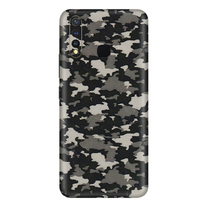 VIVO Y Series Phone Skins (All Models) - Black/Grey Camoflaunge - 3D Embossed Finish (L-142) Vivo Y19