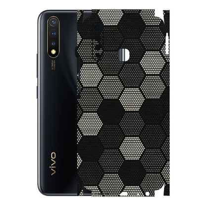 VIVO Y Series Phone Skins (All Models) - Black & White Dotted Honeycomb Texture - 3D Embossed Finish (L-202) Vivo Y19