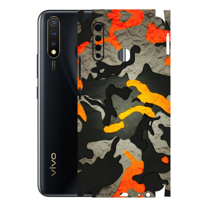 VIVO Y Series Phone Skins (All Models) - Orange Camouflage - 3D Embossed Finish (L-204) Vivo Y19