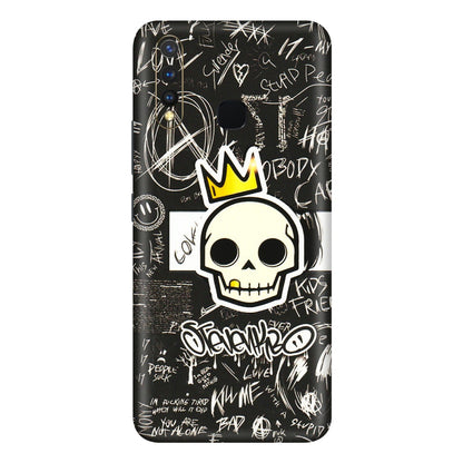 VIVO Y Series Phone Skins (All Models) - Funny Skull Black Chalk Grafitti - 3D Embossed Finish (L-22) Vivo Y19