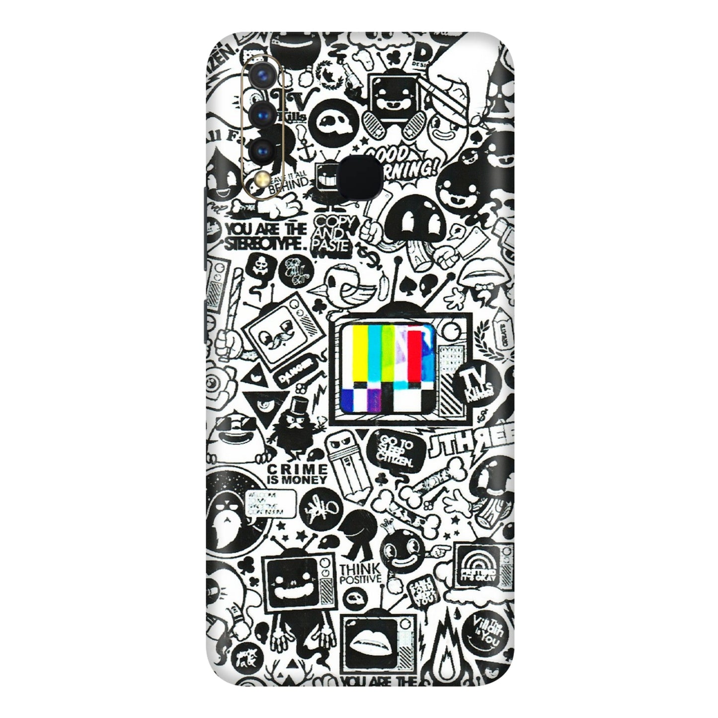 VIVO Y Series Phone Skins (All Models) - Doodles Positive Art - 3D Embossed Finish (L-263) Vivo Y19