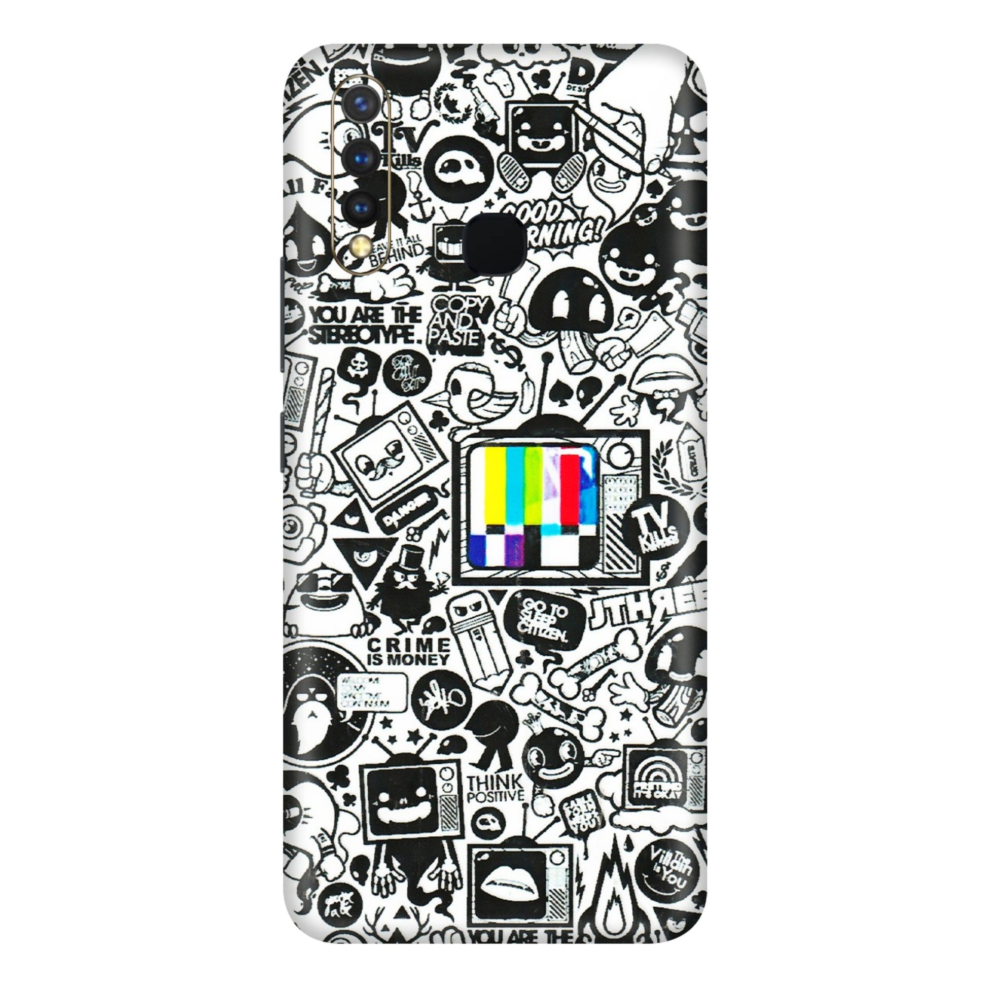 VIVO Y Series Phone Skins (All Models) - Doodles Positive Art - 3D Embossed Finish (L-263) Vivo Y19