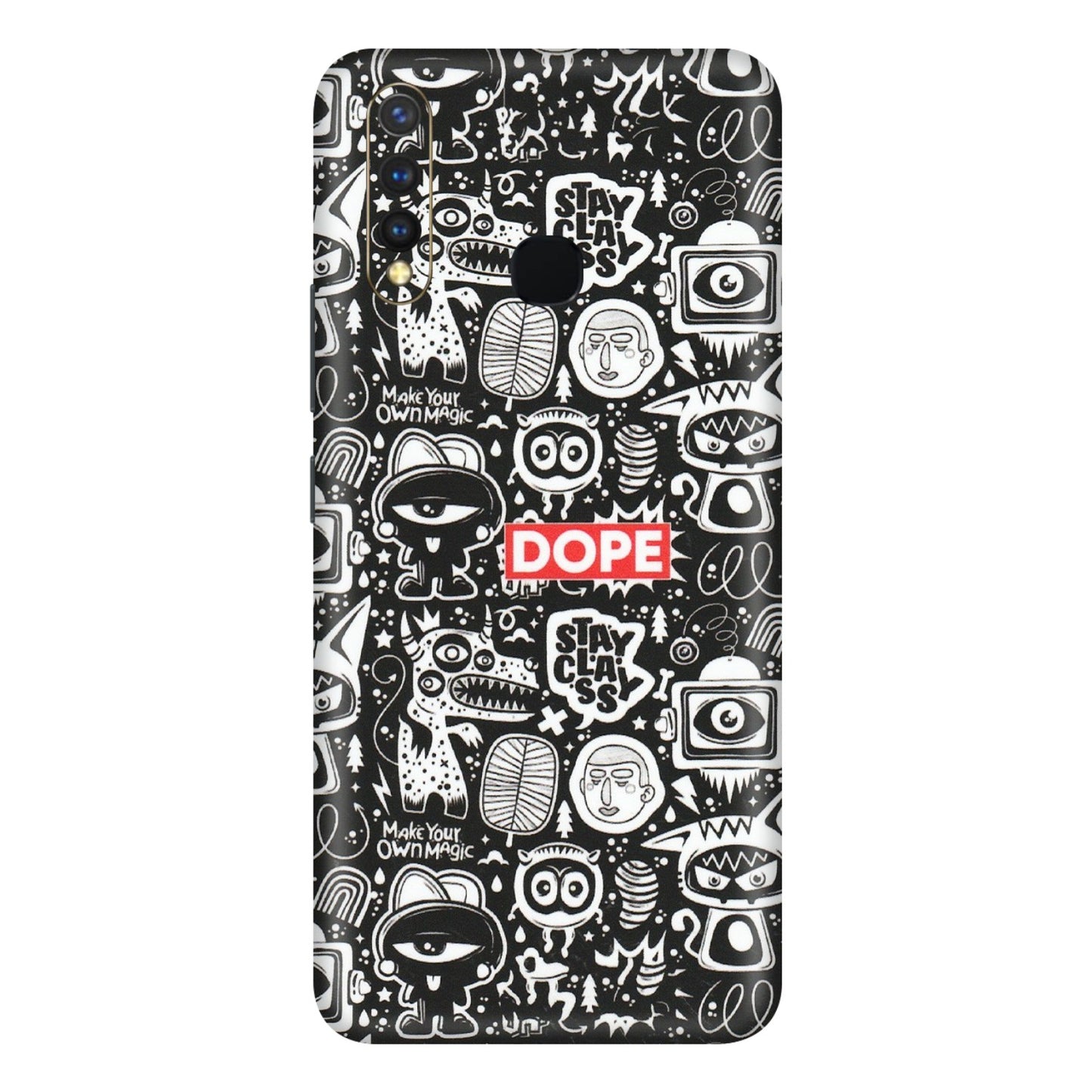 VIVO Y Series Phone Skins (All Models) - Dope Stay Classy Black Doodles - Matte Finish (M-126) Vivo Y19