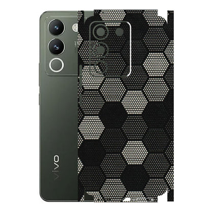 VIVO Y Series Phone Skins (All Models) - Black & White Dotted Honeycomb Texture - 3D Embossed Finish (L-202) Vivo Y200 (5G)
