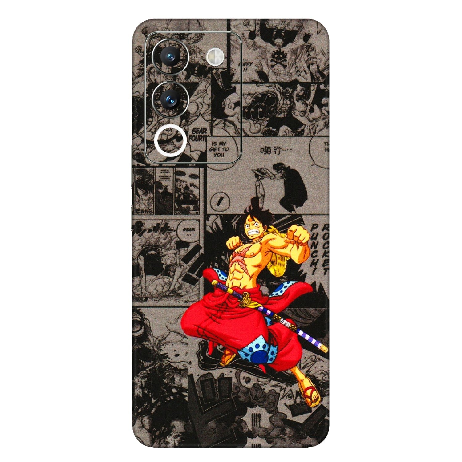 VIVO Y Series Phone Skins (All Models) - One Piece Rocket Punch Manga - 3D Embossed Finish (L-25) Vivo Y200 (5G)