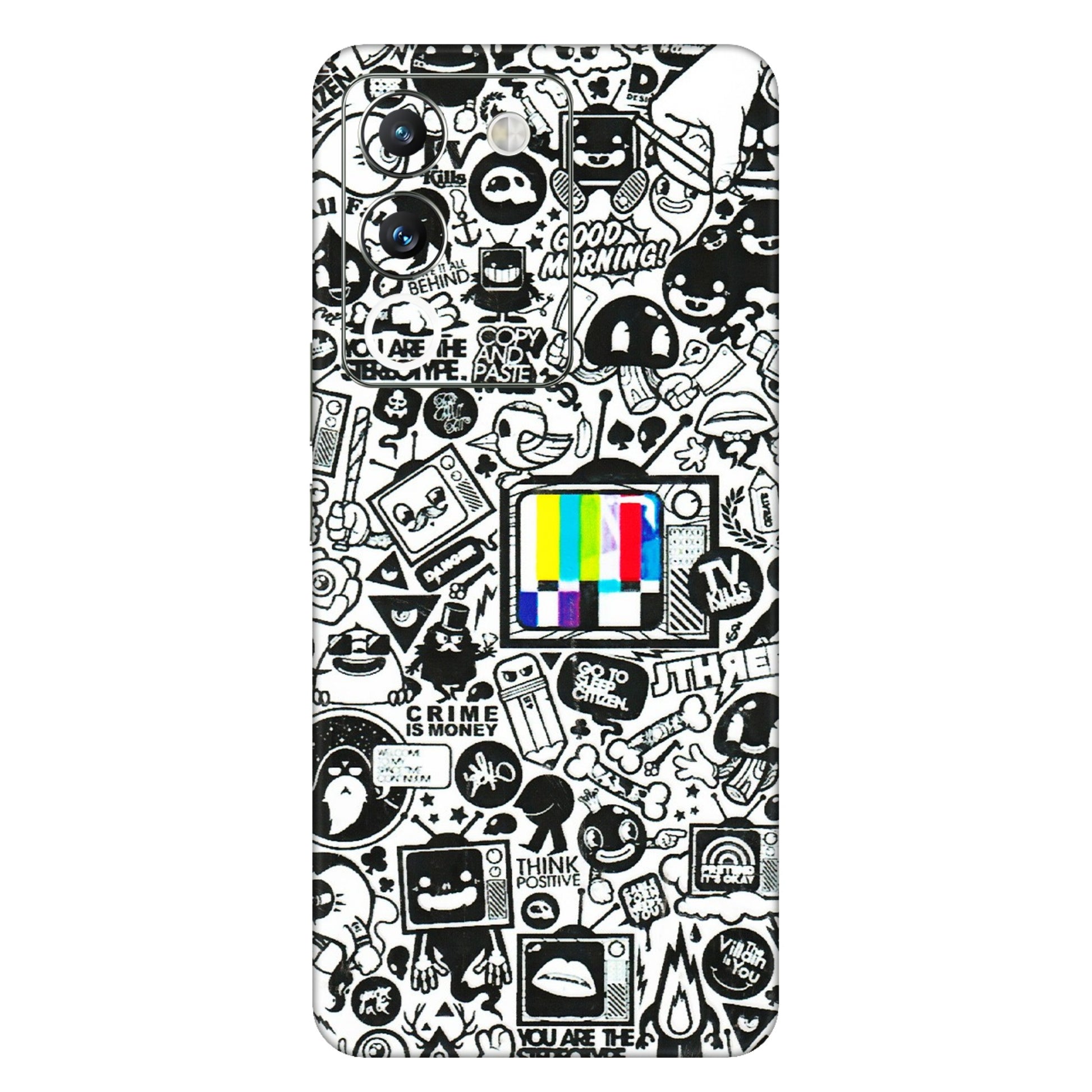 VIVO Y Series Phone Skins (All Models) - Doodles Positive Art - 3D Embossed Finish (L-263) Vivo Y200 (5G)
