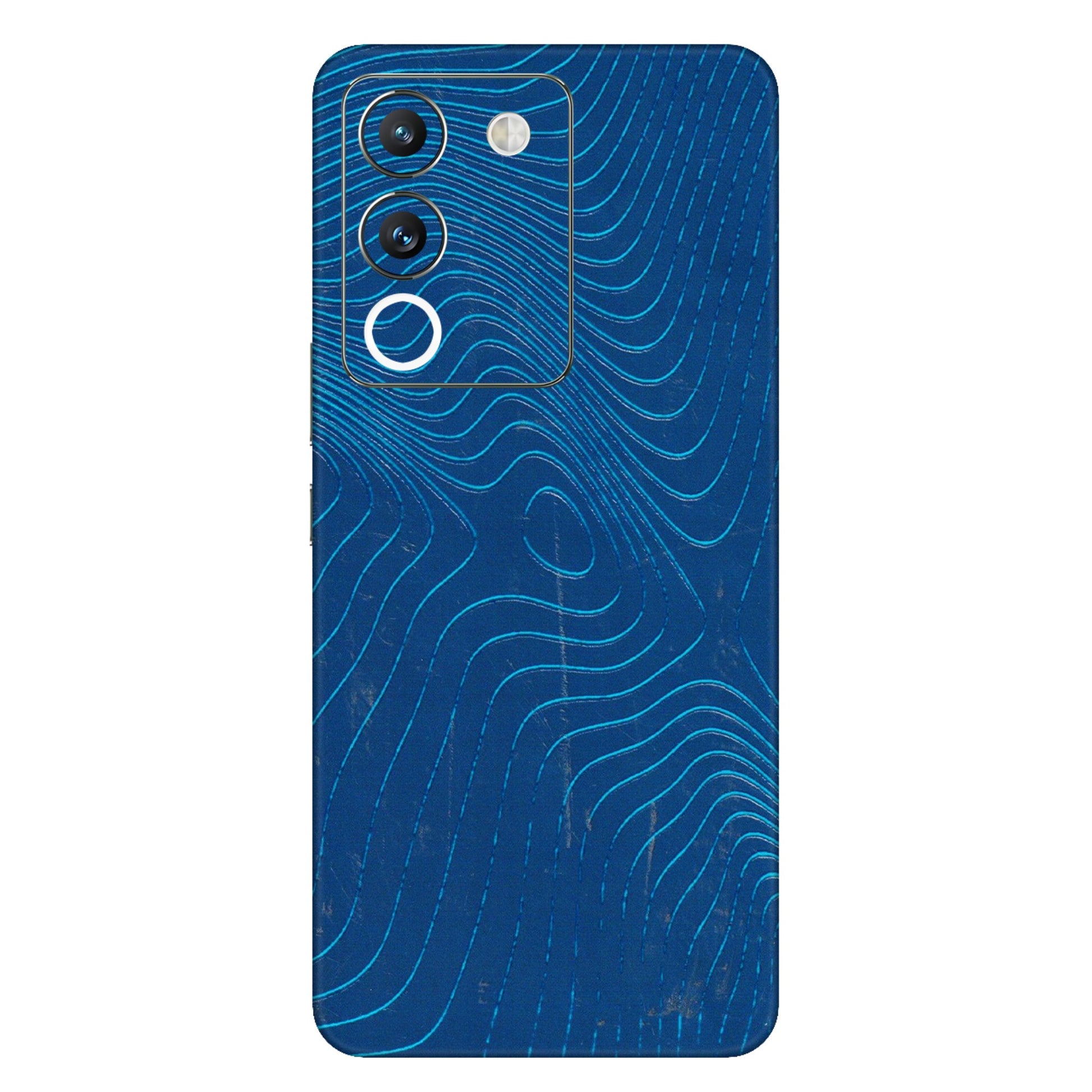 VIVO Y Series Phone Skins (All Models) - Abstract Blue Line Map - 3D Embossed Finish (L-272) Vivo Y200 (5G)